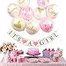 Pink and Gold Baby Shower Decorations for Girl - It's A Girl Balloons Set and Strung Banner Kit - Pregnancy Announcement Party Bundle - Ready to Hang Décor