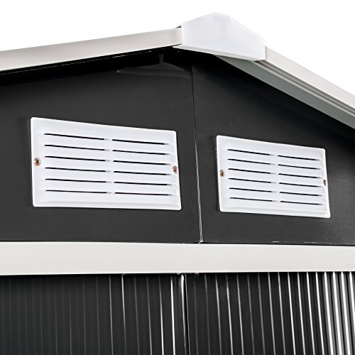 tectake Abri de Jardin en métal cabane à Outils Rangement | + Fondation | diverses Couleurs au Choix et modèles (Type 3 | Gris | no. 402568)