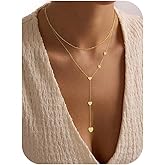 Yoosteel Long 14K-Gold-Plated Necklace for Women - Valentines Gifts Dainty Y-Shaped Necklaces Lariat Drop Chain Simple Jewelry Trendy Gift for Women