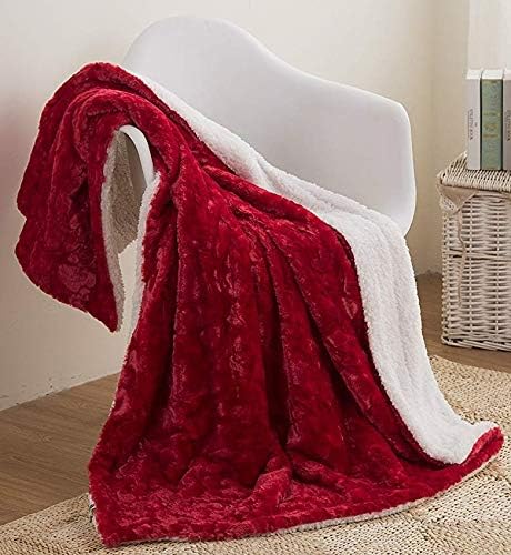 Amazon Com Dada Bedding Valentine S Throw Blanket Fluffy Fuzzy Puffy Hearts In Love Plush Faux Fur Sherpa Fleece For Lap Or Sofa Cuddly Gift For Her Day Soft Embossed Solid Pomegranate