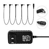 Pawfly Pedal Power Adapter Supply 9V DC 1A for Guitar Effect Pedal with Cable 5 Way Daisy Chain Cord