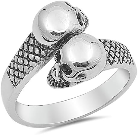 Stainless Steel Skull Bypass Ring - Size 13
