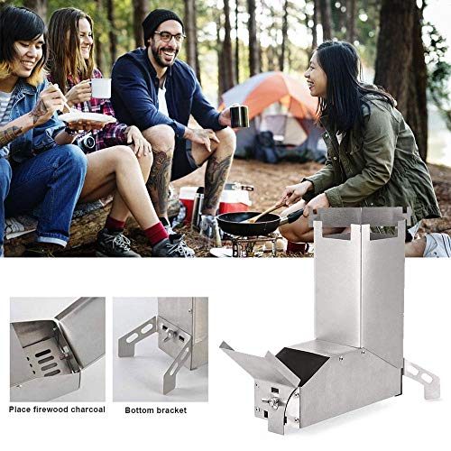 FOONEE Camp Stove,Detachable Stainless Steel Folding Wood Stove, Portable Folding Lightweight Backpacking Stove for Outdoor Survival Cooking Picnic Hunting - Thumbnail 6