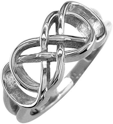 Double Infinity Symbol Ring, Best Friends Forever Ring, Sisters Ring, 8mm Wide in 14K White Gold size 13.5
