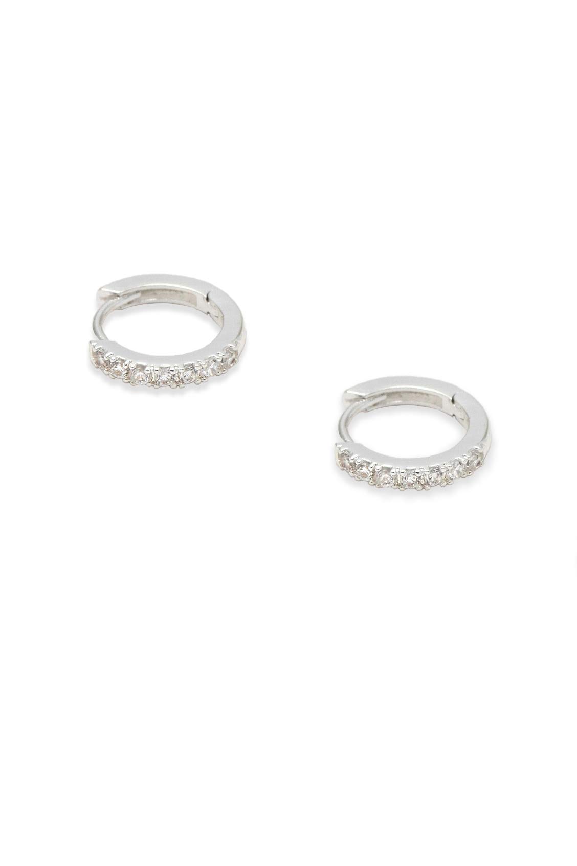 Estella Bartlett Pave Set Hoop Earrings with White CZ - Silver Plated