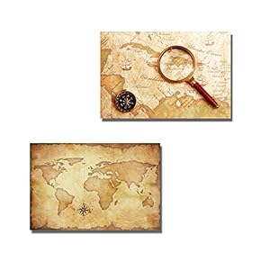 Vintage Voyage Theme with Grunge Map Globe Brass...