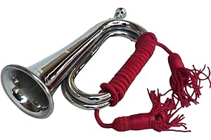 ARTIZANSTORE Cavalry Bugle | Musical Instrument Bugle in Silver | Embrace Civil War Era Nostalgia | Ideal Gift for 'Up' Fans and Collectors | Durable Brass with Colorful Rope Binding