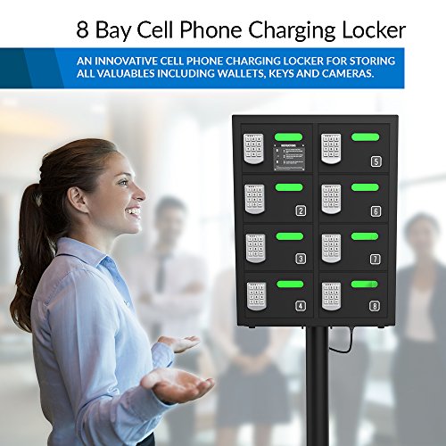 ChargeTech Secure Cell Phone Charging Station Locker w/8 Digital Combination Locking Bays