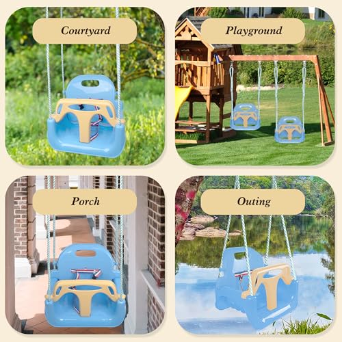 KINSPORY Children's Swing, 3 in 1 Swing, Children's Garden Swing for Indoor and Outdoor (Light Blue)