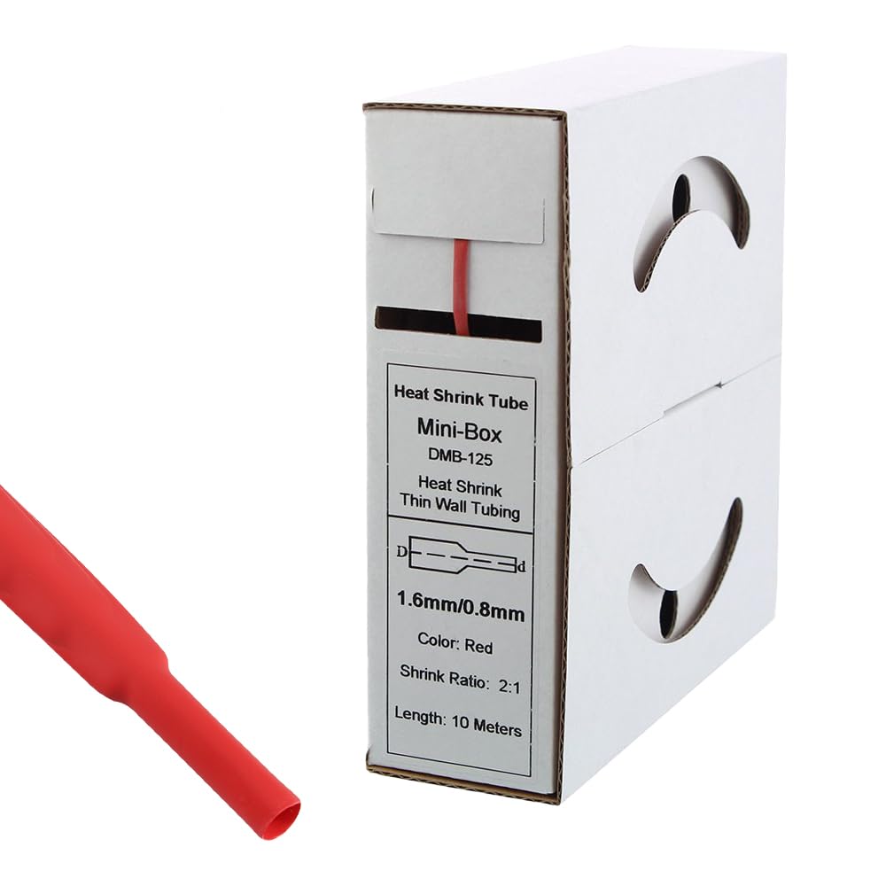 Offgridtec 10 m Heat Shrink Tubing 1.6 mm > 0.8 mm Red Dispenser Box Workshop Car