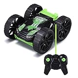 Remote Control Car,RC Stunt Vehicle 360°Rotating Rolling Double-Sided 4WD Radio Control Electric Race Car Boys Toys Kids Gifts Green MKB(Battery Included)