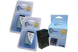 UPSTART BATTERY 2 Pack - Replacement for Pentaxist D Battery + Charger - Compatible with Pentax CR-V3 Digital Camera Battery and Charger (1300mAh 3.3V Lithium-Ion)