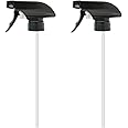 Cosywell Spray Bottle Mist Spray Stream Trigger Replacement Parts Spray Bottle Trigger Sprayer Bottle Nozzles With Pipes Fits 8 oz /16 oz 28/400 Round Neck Bottles Clear 2 Pcs (2PCS, Black)