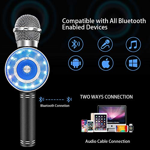 Wireless Karaoke Microphone, Handheld Bluetooth Microphone with Speaker and light Echo Mic Portable Karaoke Player for Kid Adult Girl Home Party Singing Birthday Gift, Compatible iPhone Android - Thumbnail 6