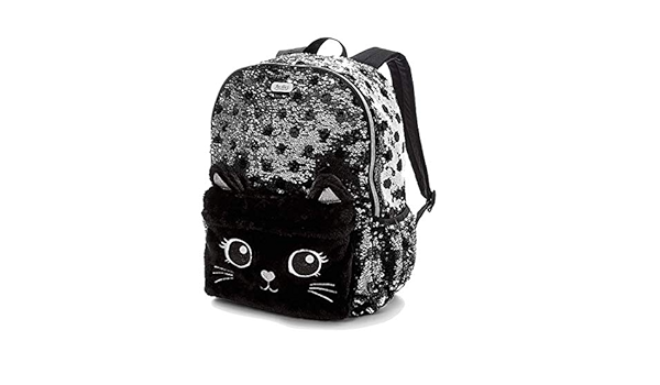 justice black cat flip sequin backpack
