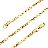 JINGRAYS 4MM Stainless Steel Men Necklace Tone Twist Rope Chain for Men Chain Link, 20 22 24 28 inches -Gold