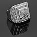 L & L Nation Men HQ Silver Tone Square 3D Dome Middle Hip Hop Ring Sizes 7-12