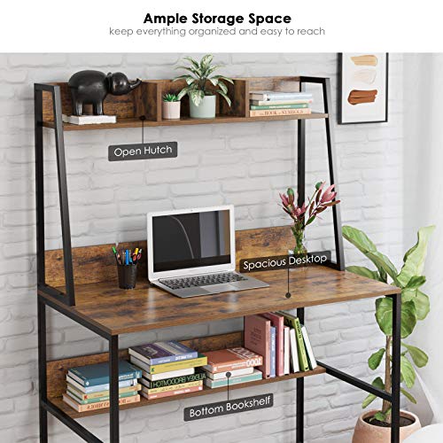 Kealive Computer Desk with Hutch and Bookshelf 47 inches Writing Study