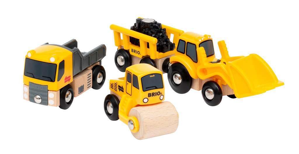 BRIO World Construction Vehicles for Kids Age 3 Years Up - Wooden Railway Train Set Add On Accessories