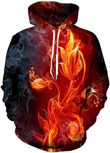 LinnhoyUnisex 3D Printed Hooded Sweatshirt Casual Pullover Hoodie with Big Pockets