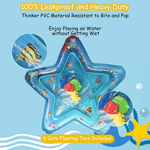 Monocho Inflatable Baby Water Play Mat, Leak-Proof Tummy Time Mat BPA Free Premium Water Cushion for Infants Fun Activity Center Play Toy (Pentagram)