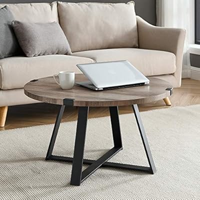 Walker Edison Anastasia Modern Metal Wrap X Base Coffee Table, 30 Inch, Grey Wash and Black 513LZcuArLL