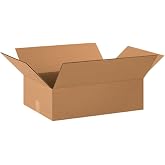 BOX USA 20146 Flat Corrugated Cardboard Box 20" L x 14" W x 6" H, Kraft, For Shipping, Packing and Moving (Pack of 25)