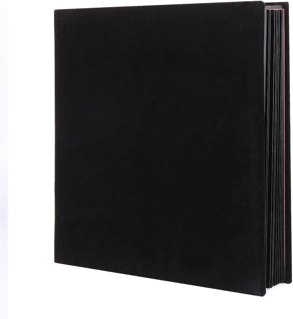CHIDUAN Photo Albums Scrapbook Velvet Cover, Thick Pages With Protective Film to Save Photos Permanently, DIY Memory Book, 11×11in for 120-160 Photos, Best Gift (black)