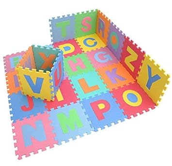 SILLYME Kids Puzzle Mat Alphabet, 26 Interlocking Tiles - (12 by 12), Exercise Mat
