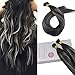 Moresoo 14 inch Pre-bonded Stick I tip Hair Extensions 50strands/50g Balayage Colorful Off Black to Grey Silver I Tip Remy Human Hair Extensions Remy Human Hair Extensions