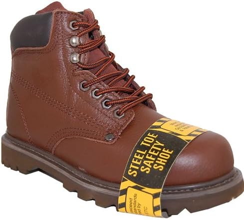 SHOE ARTISTS RUGGED Steel Toe 6 Inch Leather Men's Work Boots, Brown Size12