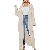 Long Cardigans Sweater Coat Women Cable Knit Maxi Cardigan Open Front Duster Cardigans Jacket Trendy Chunky Knitwear