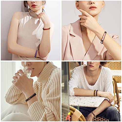 MATEPROX Braccialetto in pelle di Agata Pietra Naturale Fatto a Mano, Reiki Yoga Meditazione, Bracciale Avvolgente di Perle di Cristallo di Gemme Curativo Chakra Stile Bohemien-Cristallo Ametista