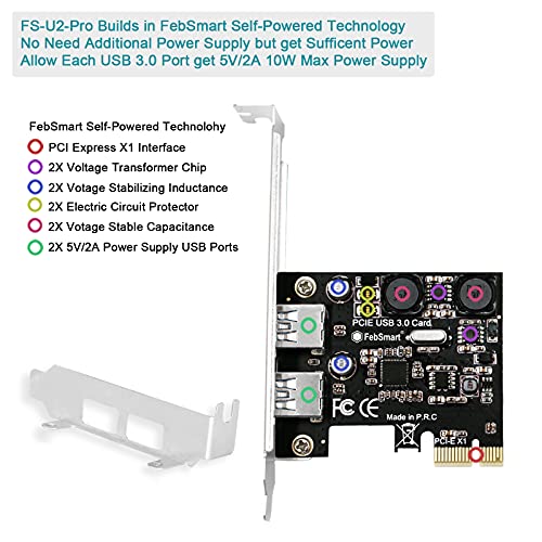 febsmart 2 ports usb 3.0 super fast 5gbps pci express (pcie) expansion card for windows server, xp, vista,7,8,8.1,10 pcs build in self powered technology no need additional power supply (fs u2 pro) pricepulse febsmart 2 ports usb