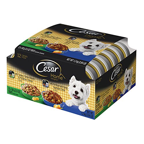 Cesar HOME DELIGHTS Wet Dog Food Turkey & Pot Roast Variety Pack, (Pack of 12) 3.5 oz. Trays