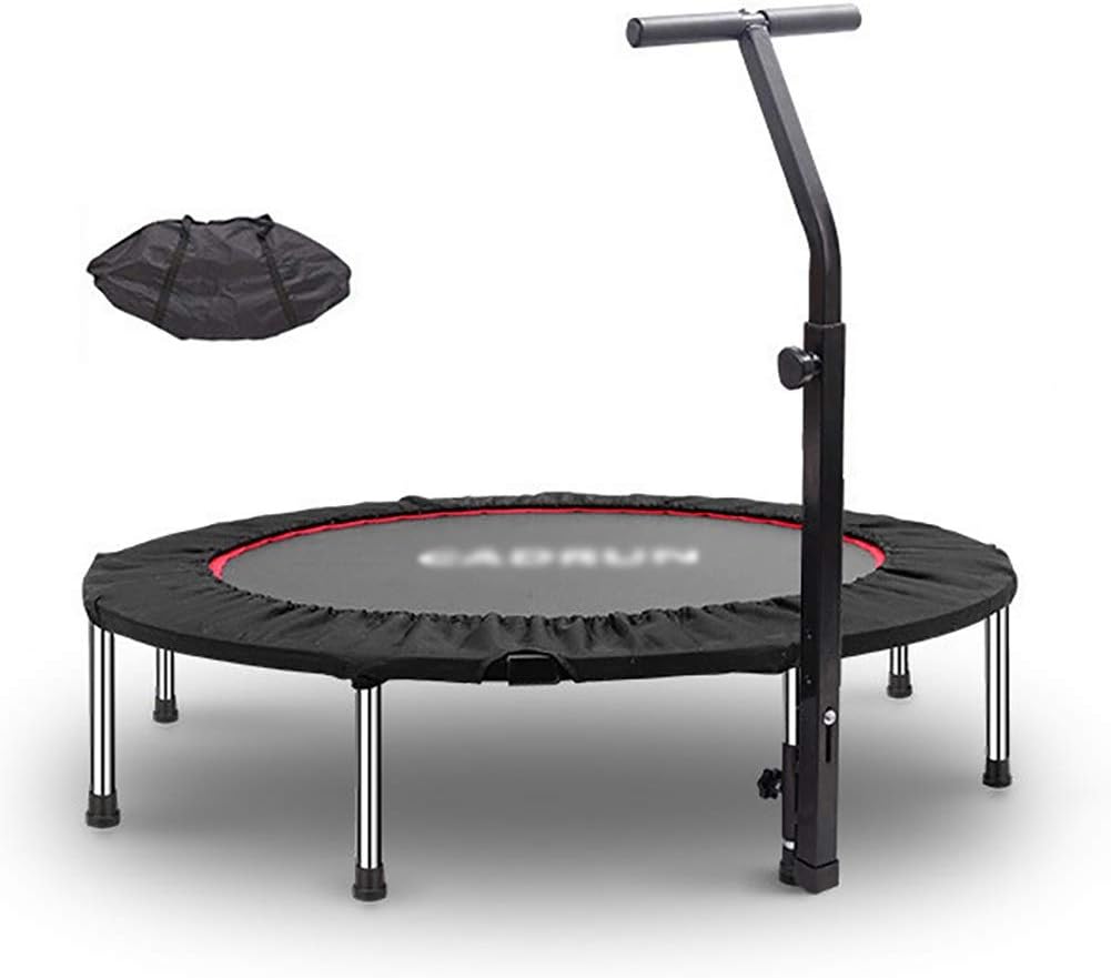Trampolines Foldable Rebounder with Carry-on Bag, Jumping Mat Safe & Adjustable Handrail, 40”Dia