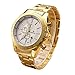 TODDCAHALAN Fashion Men Stainless Steel Gold Date Analog Quartz Wrist Watch White