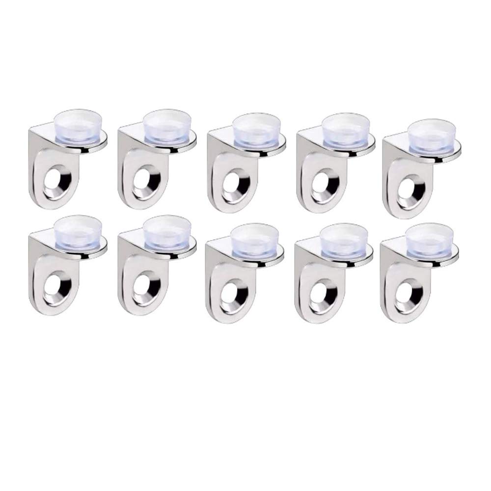 10Pcs Mounting Brace Fixing Glass Shelf Bracket Pegs Supports with Chuck Wall Mount,Glass Mounting Brackets (Medium)