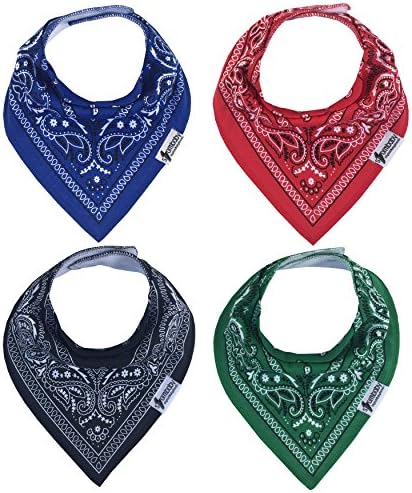 Baby Bandana Drool Bibs for Drooling and Teething 4 Pack Gift Set For Boys and Girls “Dark Paisley” by Stormbaby