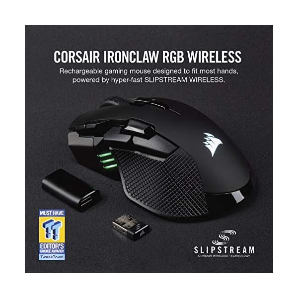 Corsair-Ironclaw-Wireless-RGB-Rechargeable-Wireless-Optical-Gaming-Mouse-with-Slipstream-Technology-18000-DPI-Optical-Sensor-3-Zone-RGB-Multi-Colour-Backlighting-Black Corsair Ironclaw Wireless RGB, Rechargeable Gaming Mouse with Slipstream Technology (18,000 DPI Optical Sensor, 3-Zone…