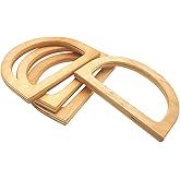 UUYYEO 4 Pcs Wooden Bag Handles Replacement D Shape Handbag Purse Handles Decorative Bag Handles Purse Making Supplies for Beach Bag Crochet Handbags Straw Bag Beige