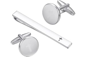 Asienice Gold Silver Black Tie Clip and Cufflinks for Men Necktie Tie Bar Clips Cuff links Western Set Mens Accessories Jewelry For Business