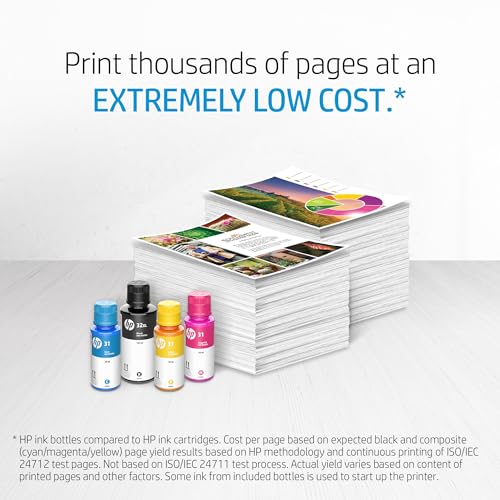 HP 31 Cyan, Magenta, Yellow Ink Bottles (3-Pack) | Works Smart Tank 5000, 6000, 7000 Series; Smart Tank Plus 500, 600 Series | 9C228AN | Packaging May Vary