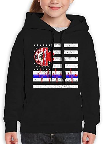 VIEOP EMT Firefighter Thin Blue Lives Line Flag Youth Pullover Hood Girls Boys Hooded Sweatshirt S Performance Hoodies