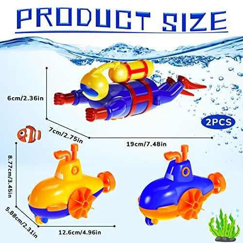 4 Pieces Diver Toys Set Swimming Windup Bathtub Toys for Kids Floating Submarine Toys Fun Wind