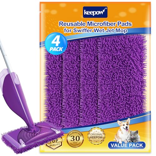 Photo 1 of Microfiber Mop Pads Compatible with Swiffer WetJet, Wet Pads Refills Wet Pads Dry Pads Mop Refill Pads Reusable Wet Pads Refill for Floor Cleaning Wet Dry Use for Hard Wood Floor(4 Pack)