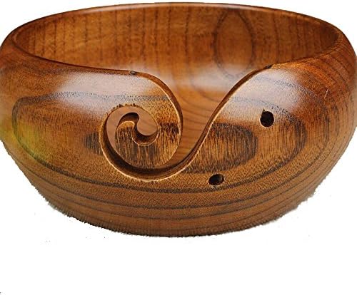Yarn Bowl Wooden,Handmade Yarn Bowl of Wooden,Heavy &amp; Sturdy to Prevent Slipping.Perfect Yarn Holder for Knitting and Crocheting