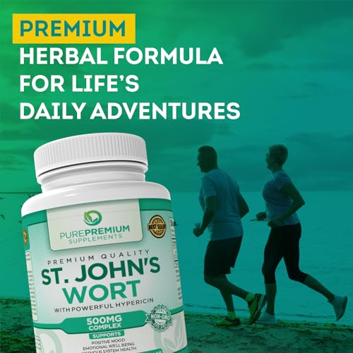 Pure Premium St. Johns Wort Capsules 500mg Mood Support Supplement