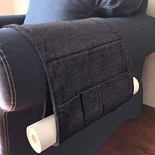 Anti-Slip Sofa Armrest Pocket Organizer Couch Arm Chair Caddy Remote Control Holder Recliner Loveseat Storage Bag Bedside Space Saver with 4 Pockets for Cell Phone iPad Glass Accessories 24 x 13 inch - Thumbnail 6
