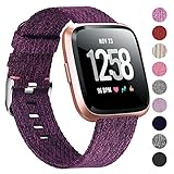 Welltin Bands Compatible with Fitbit Versa/Fitbit Versa 2/Fitbit Versa Lite for Women Men, Breathable Woven Fabric Strap, Quick Release, Adjustable Replacement Wristband for Fitbit Versa Smart Watch